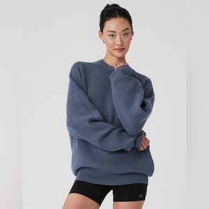 Alo Scholar Crew Neck Sweater in bluestone